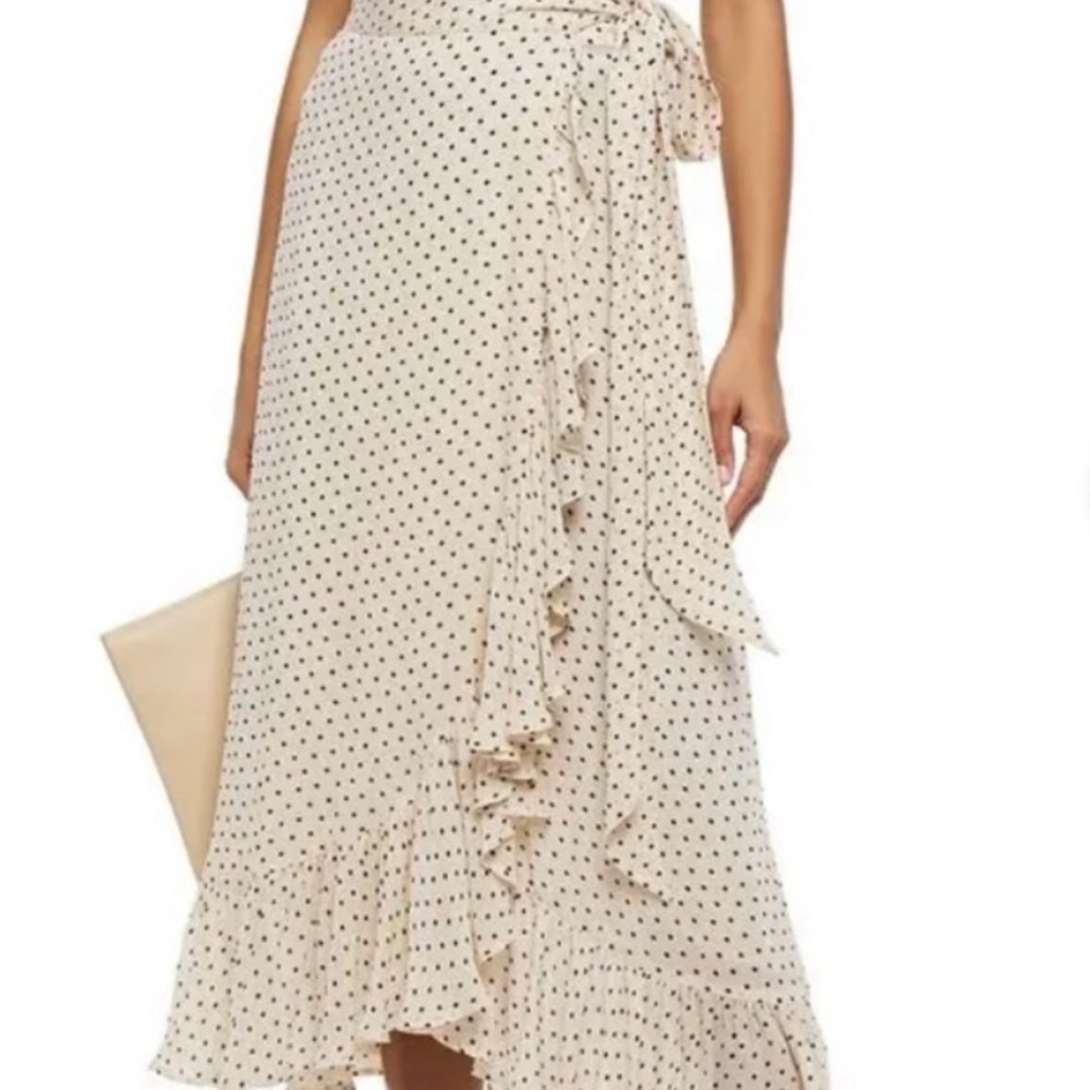 Ganni Polka Dot Georgette‎ Ruffle Wrap Skirt Office Party